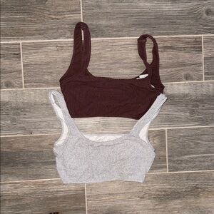 Abercrombie & Fitch Brown Ribbed Crop Top